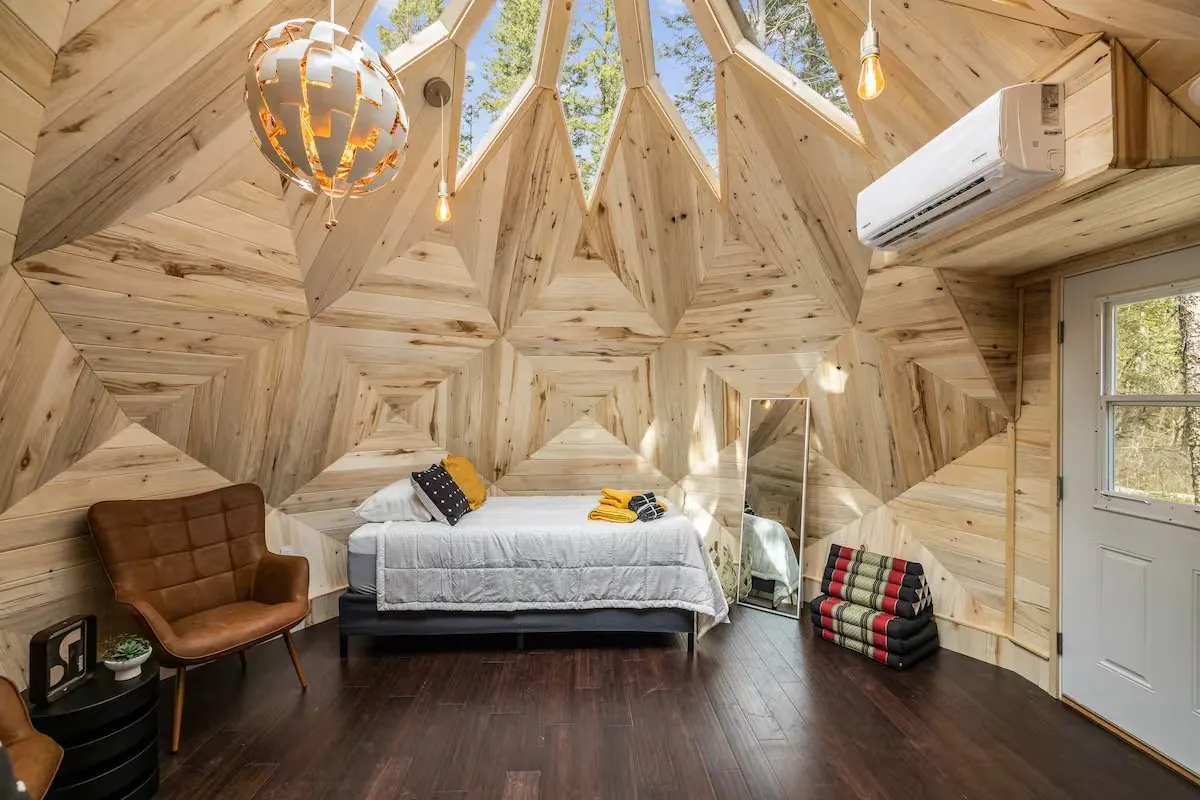 Timber interior of Valo Zome