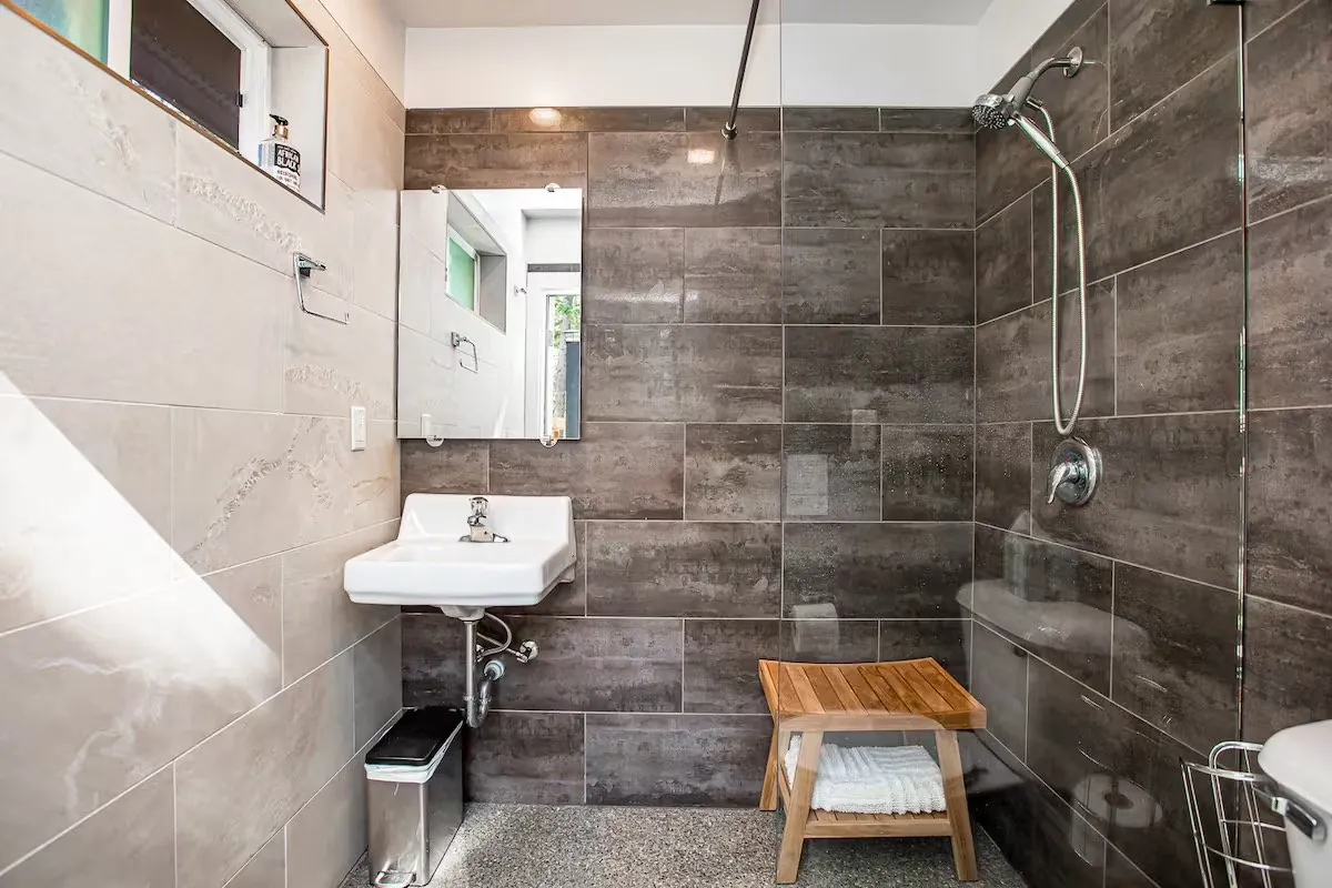 Shared bathroom facilities, a walk from Valo Zome.